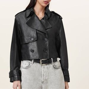 AllSaints Hendry Cropped Leather Trench Coat
